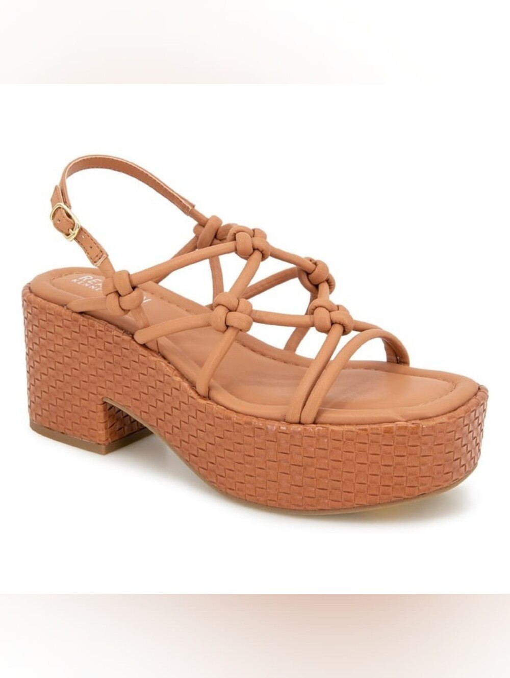 Kenneth Cole Reaction Tan Knotted Strap Platform Sandal